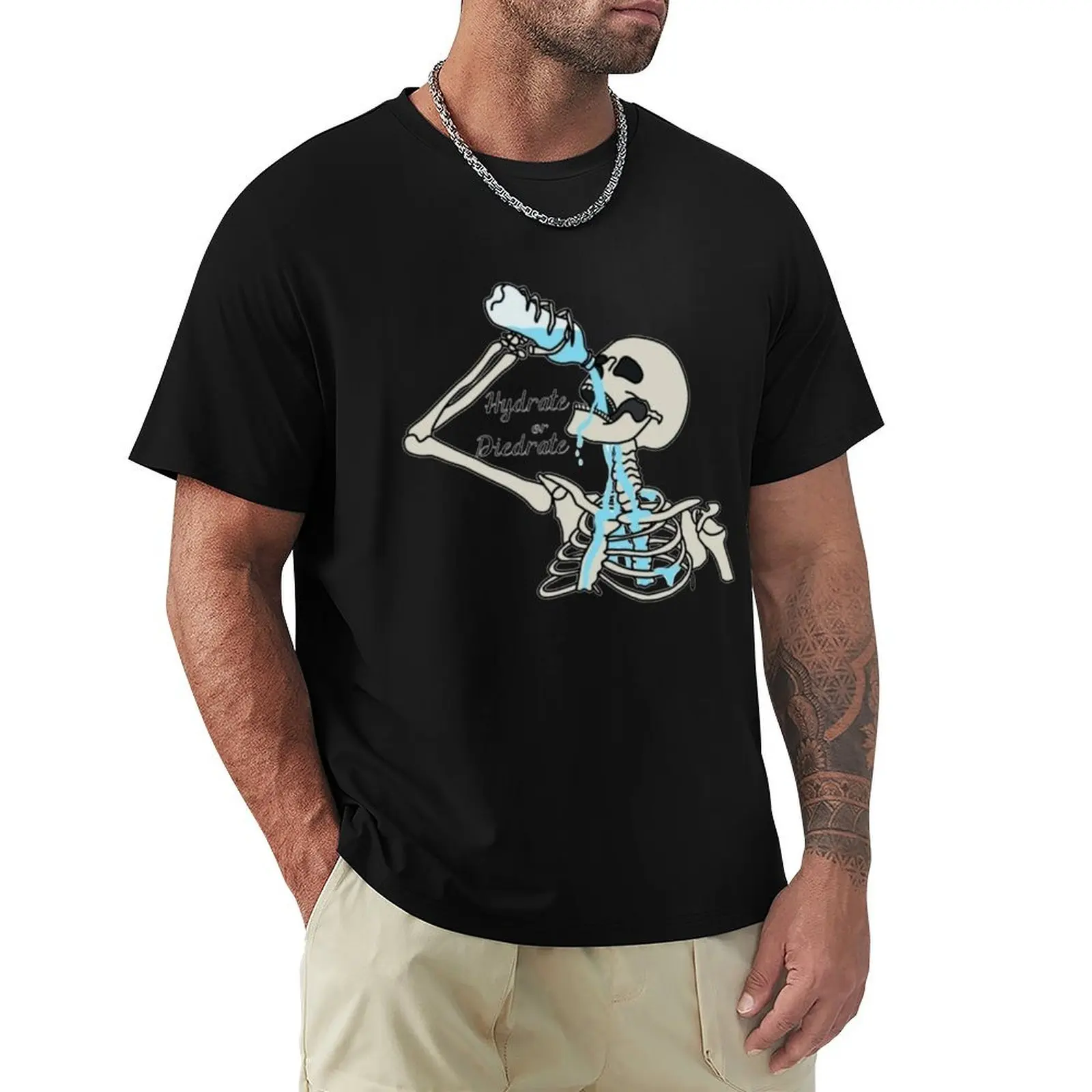 Hydrate or Diedrate Skeleton T-Shirt Comfortable Daily Wear Tee