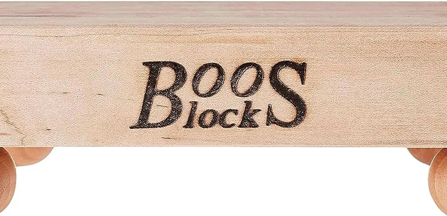 Tábua de corte quadrada de madeira de bordo de 9x9 polegadas, bloco de açougueiro grosso de 1,5 polegadas com pés de pão e grão de borda, não reversível