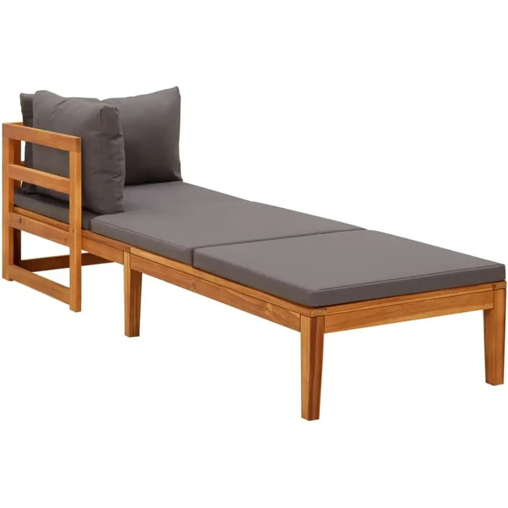 

Серый шезлонг с откидной спинкой из дерева акации и одним подлокотником для использования на открытом воздухе и кемпинге