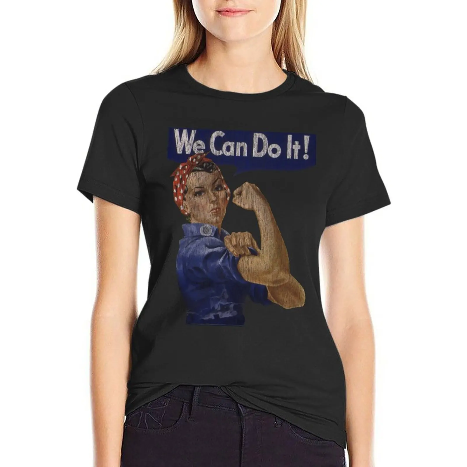 Vintage Rosie the Riveter We Can Do It! T-Shirt lady clothes funny t shirt for Women