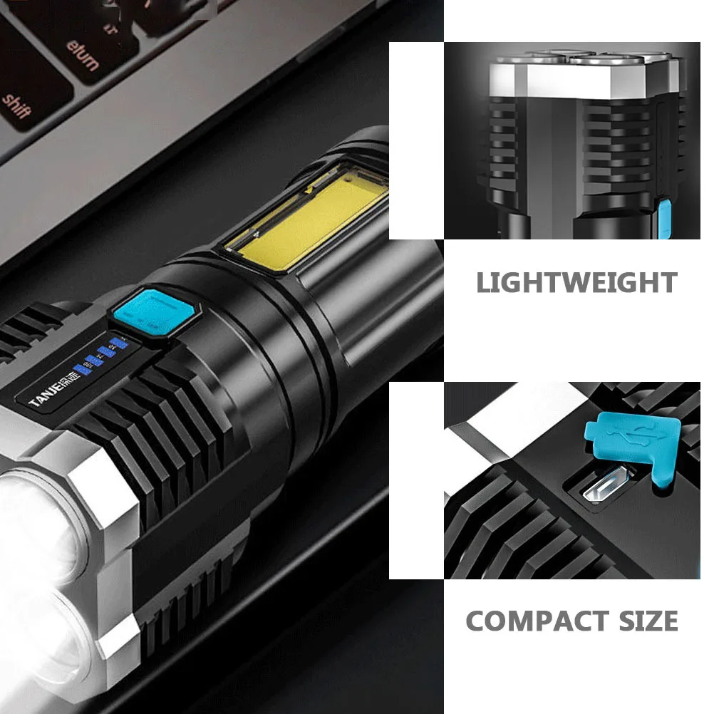 

1Pcs Compact USB Charging Flashlight Durable Outdoor Camping Hiking LED Rechargeable Torch Flashlight USB Flashlights