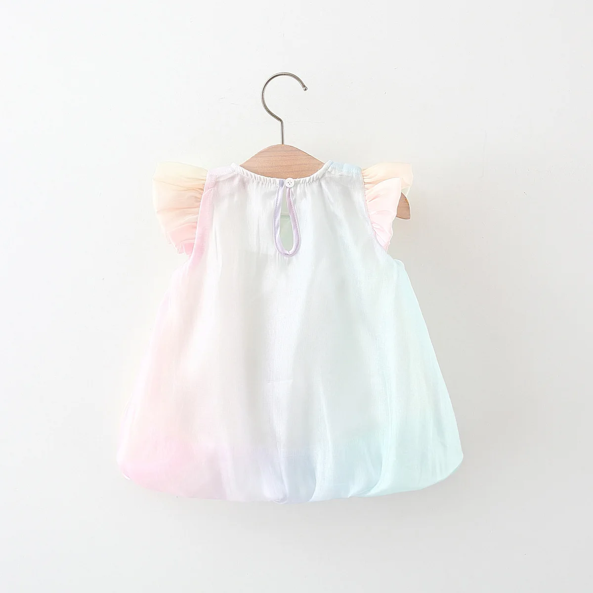 New Summer Dress for Girls, Sweet and Colorful Mesh Love Flying Sleeves Princess Dress Suitable for 0-3 Year Old Babies