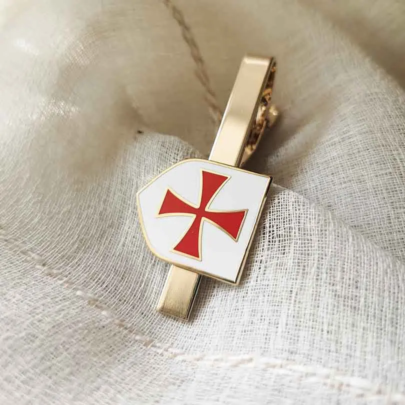 Christian Army Crusader Freemason Masonic Tie Bars Mason Knights Templar Red Cross White Shield Freemasonry Clasp Bars