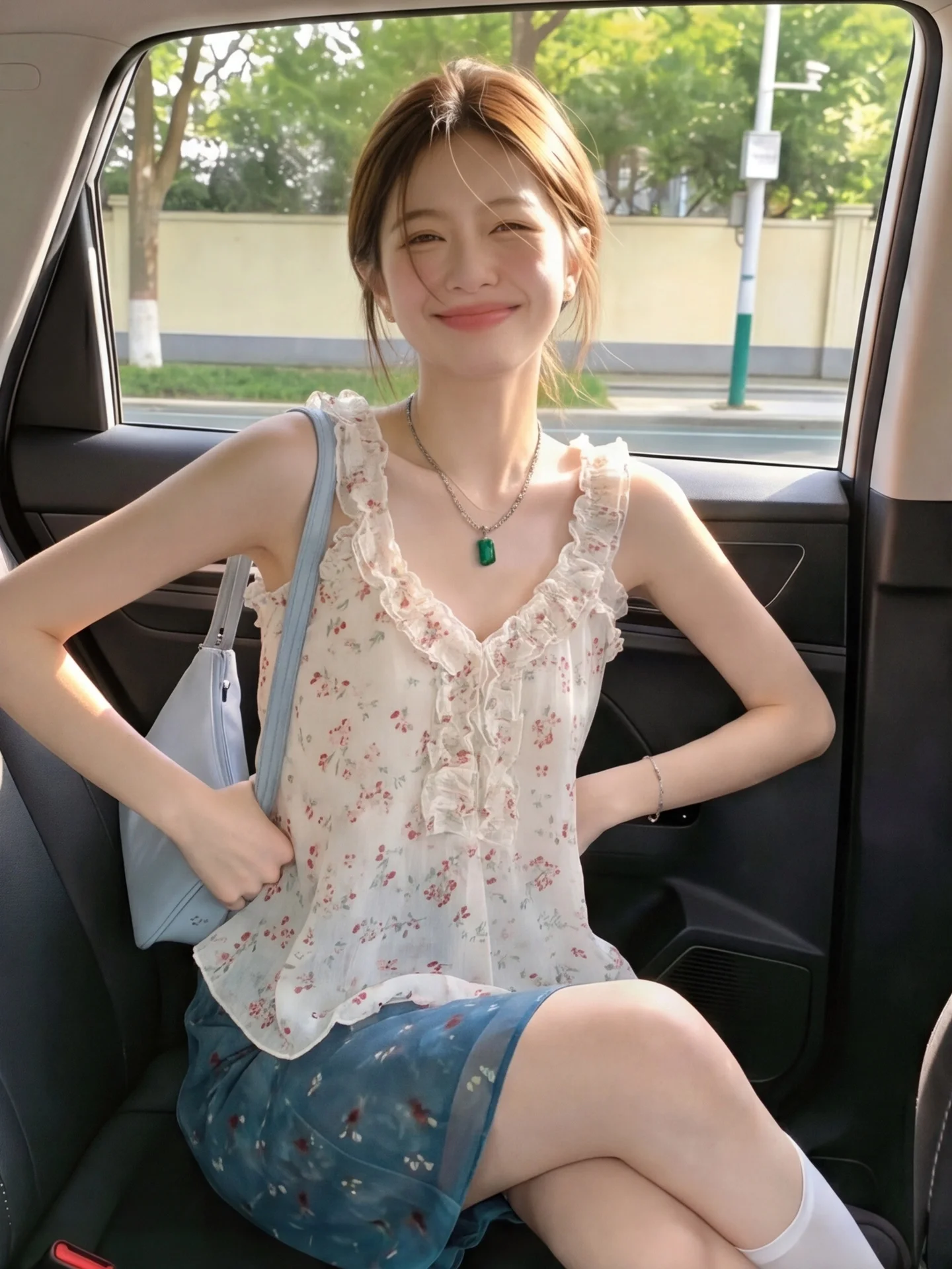 

Gentle Wind Anti-Aging Floral Print Chiffon Vest Women Summer Outdoor Wear Sleeveless Strapless Baby Doll Shirt Top