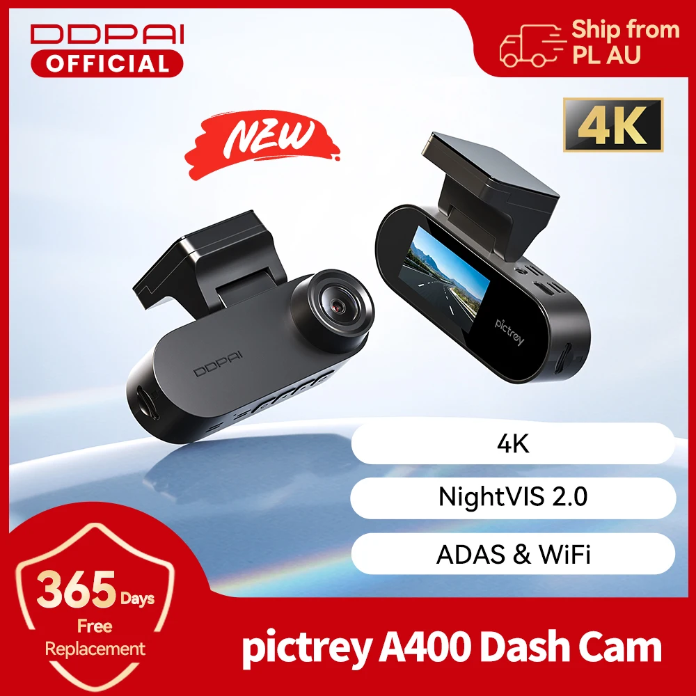 2025 nouveau DDPAI A400 4K Dash Cam intégré ADAS WiFi Support 24H moniteur de stationnement 1.9 "IPS écran voiture DVR Vision nocturne Dashcam