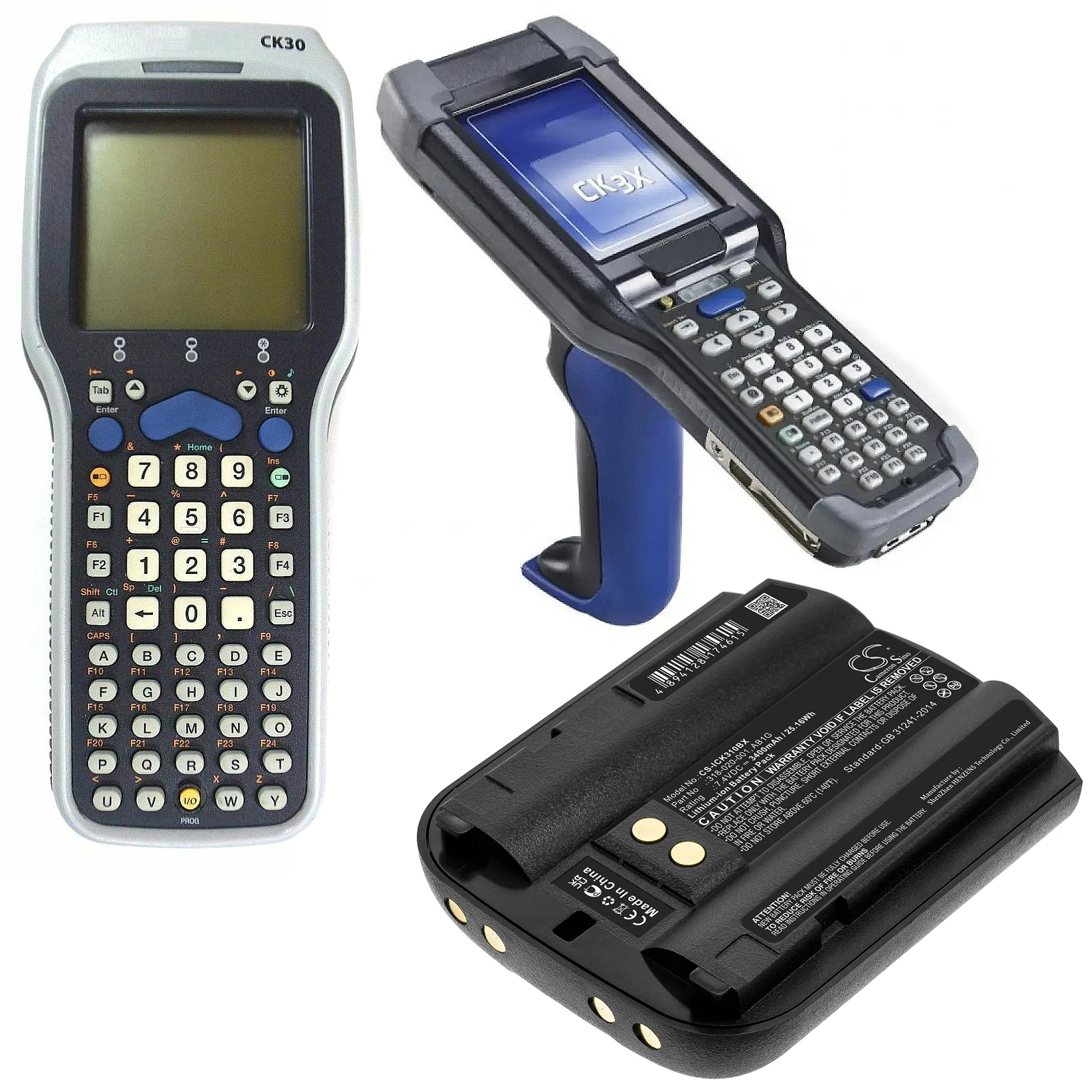 

7.4V 2400mAh/3400mAh Barcode Scanner Battery 318-020-001 AB1G for Intermec CK30 CK31 CK32