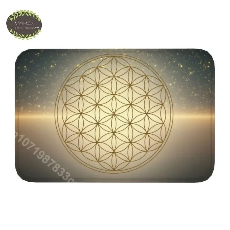 Metatron's Cube Carpet Merkabah And Flower of Life Front Door Mat Anti-Slip Indoor Welcome Doormat Kitchen Bedroom Bath Rug