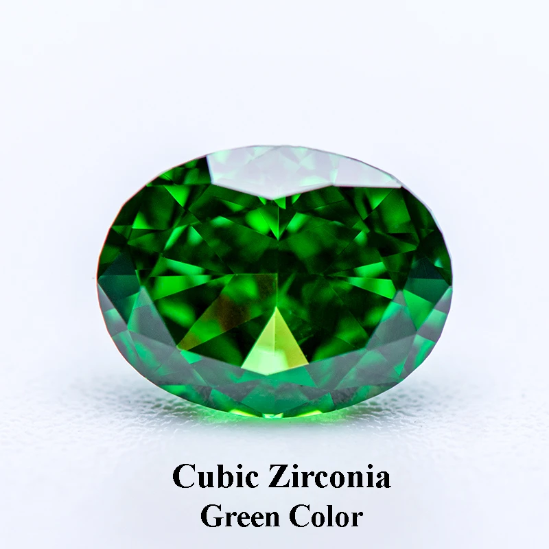 

Cubic Zirconia Crushed Ice Cut Green Color Oval Shape Charms Beads for Diy Jewelry Making Bracelet Ring Materials No Certificate