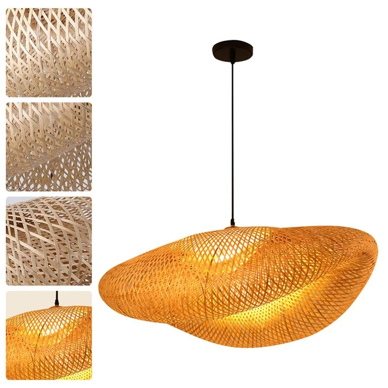 Imagem -05 - Rattan Vime Pendurado Lâmpada Led Luzes Pingente de Bambu Mão Tecida Tecelagem Lustre de Tecelagem Home Quarto Art Fixtures