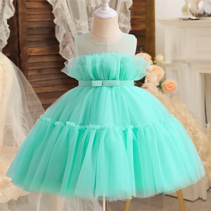 2024 Baby Dresses For Girls Kids Wedding Bridesmaid Dresses Toddler Tulle Birthday Princess Party Dress Infant Outfits Vestidos