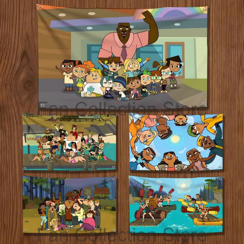 T-Total Drama Island Game Flags for camping living room bedroom party carnival booth interior decorations