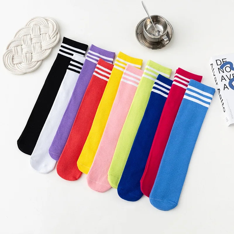 Children Socks Striped Student Socks Multi Colored Girls Calf Socks Cotton College Style Tube Socks Kid Clothing Accessories