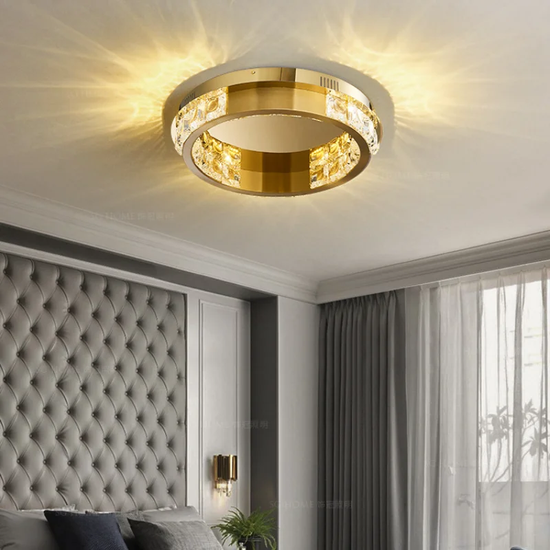 

Ceiling Light for Bedroom Living Room Loft LED Lamp Gold Round Home Decoration Lighting Fixture