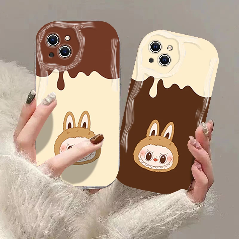 Cute elf Labubu 3D Wave Phone Case For Samsung Galaxy S24 S23 S21 S20 FE Plus Ultra 4G 5G Soft Silicone Back Cover