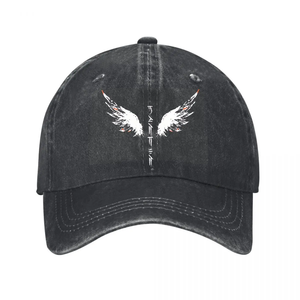 Abstract Angel Wings Distressed Symmetrical Graphic Design Baseball Cap Men Women Distressed Washed Sun Cap Outdoor Hat