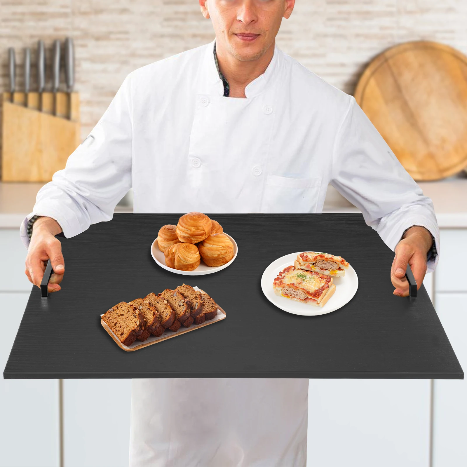 

Black Stove Top Cover with Handles, Cooktop Board, Rectangular Stove Cover, Multi-Purpose Kitchen Chopping Board & Breakfast Bar