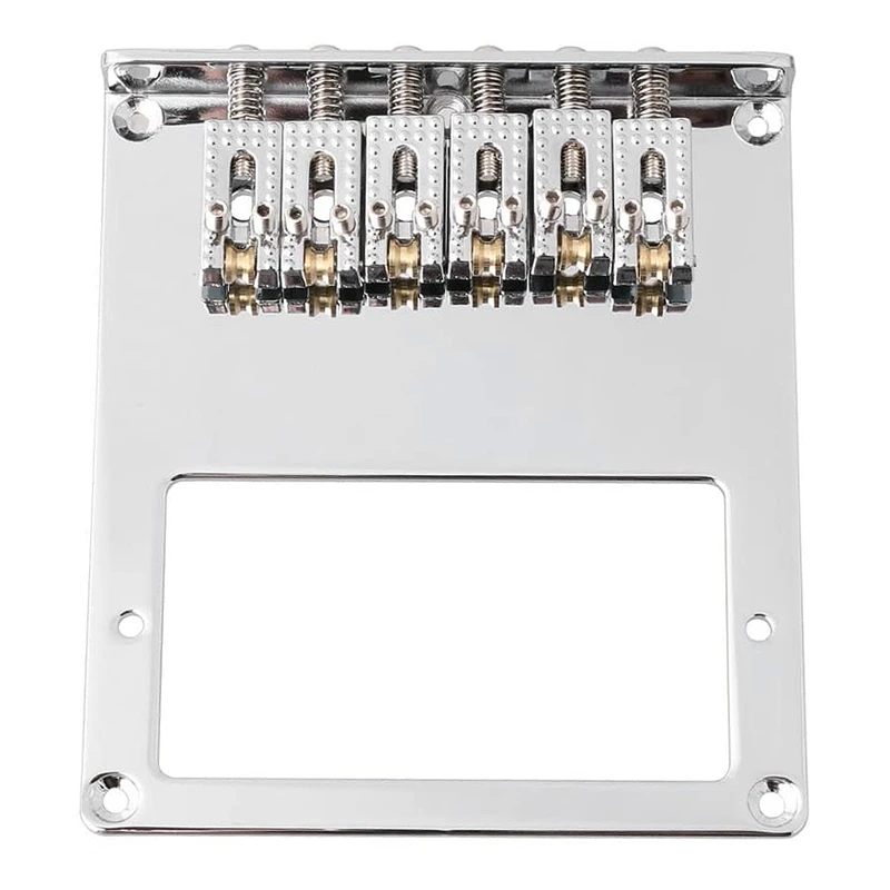 6 Roller Saddle 6 String Humbucker Guitar Bridge for Tele Telecaster Guitar (Chrome)