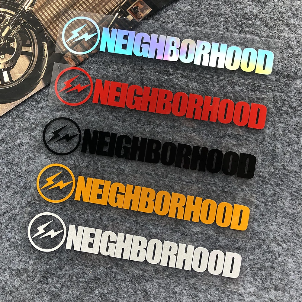 Lightning NEIGHBORHOOD Reflective Car Stickers Decor Window Body Front Rear Windshield Bumper Trunk Motorcycle Locomotive Decals