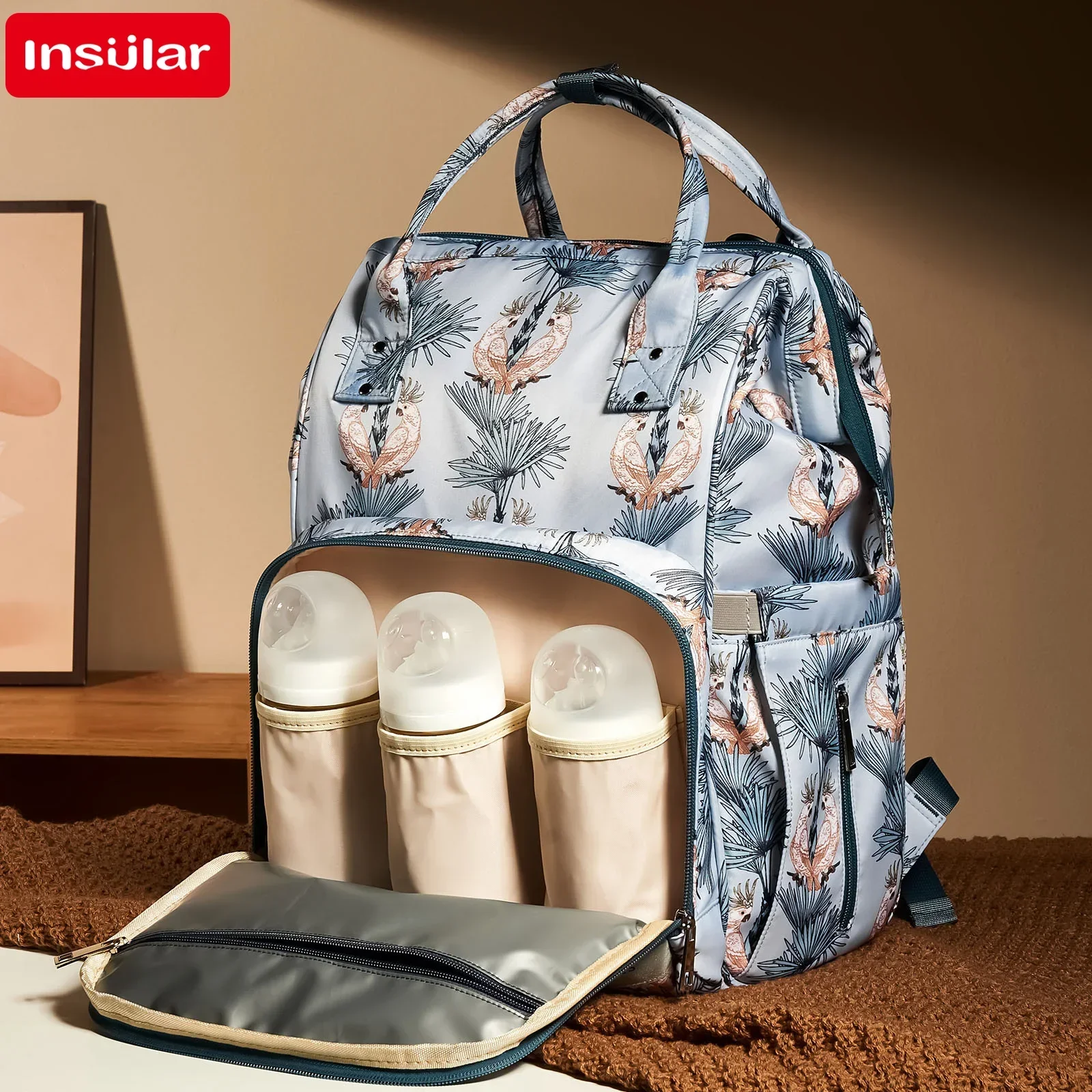 

Fashion Print Nappy Backpack Bag Mummy Large Capacity Bag Mom Baby Multi-function Outdoor Travel Diaper Bags for Baby Care Stuff