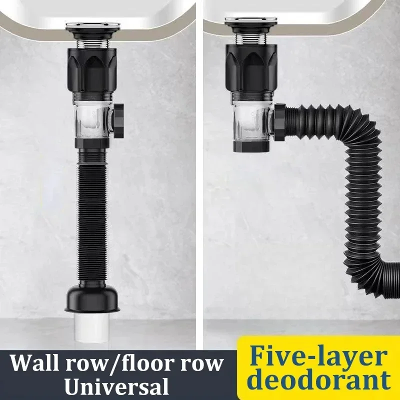 

Universal Sewer Deodorizing Pipe Drain Accessory Leak-Proof Horizontal & Vertical Drainage Trough for Wash Basins Bathtub filter