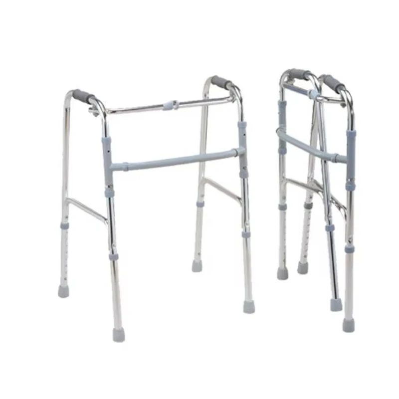 

Double-release folding aluminum alloy walker for rehabilitation