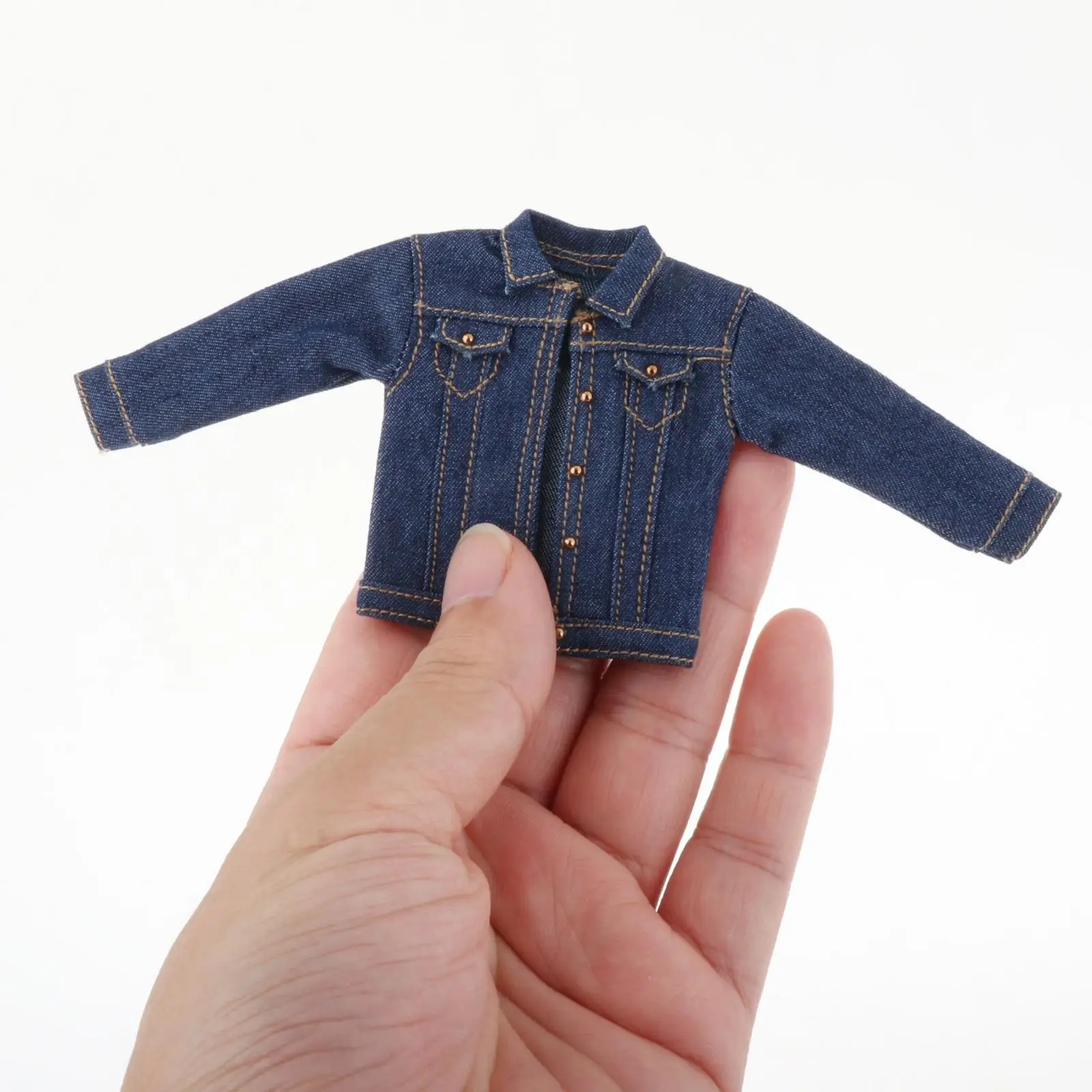 1/12 männliche Jeans jacke, Miniatur kostüm, hand gefertigte Puppen kleidung für 6"