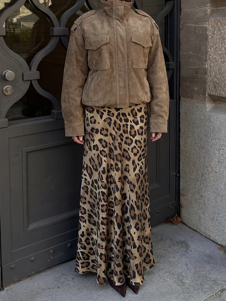 HH 2026 Women Elegant Leopard Print Skirt Fashion High Waist Midi Skirts Elegant Female Summer Casual Streetwear Skirt
