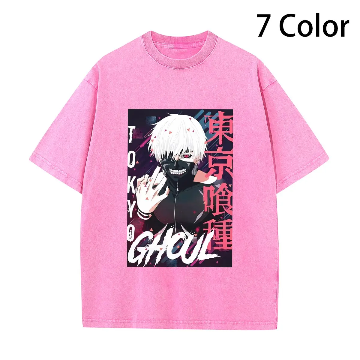 Kaneki Ken Printed Tshirt Anime Tokyo Ghoul Graphic T-shirt Vintage Cotton Loose Oversize T Shirt Tops Summer Men Casual Tees