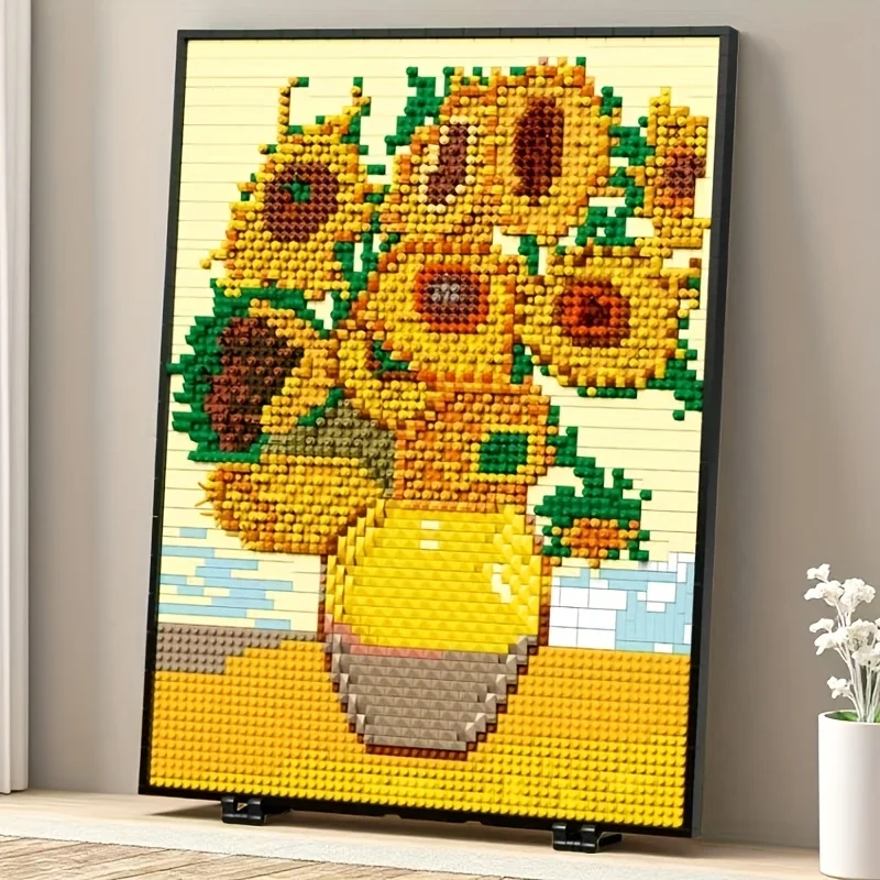 3488 шт., набор игрушек из строительных блоков в виде фоторамки с подсолнечником, лучший выбор для украшения домашнего офиса и подарка