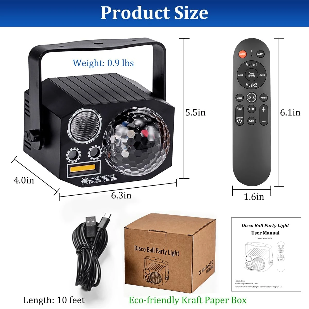 Dj Party Disco Ball Lights with Pattern and Sound Activated LED Stage Strobe Light Christmas Rave/Home Karaoke/Dance/Club Bar view 6