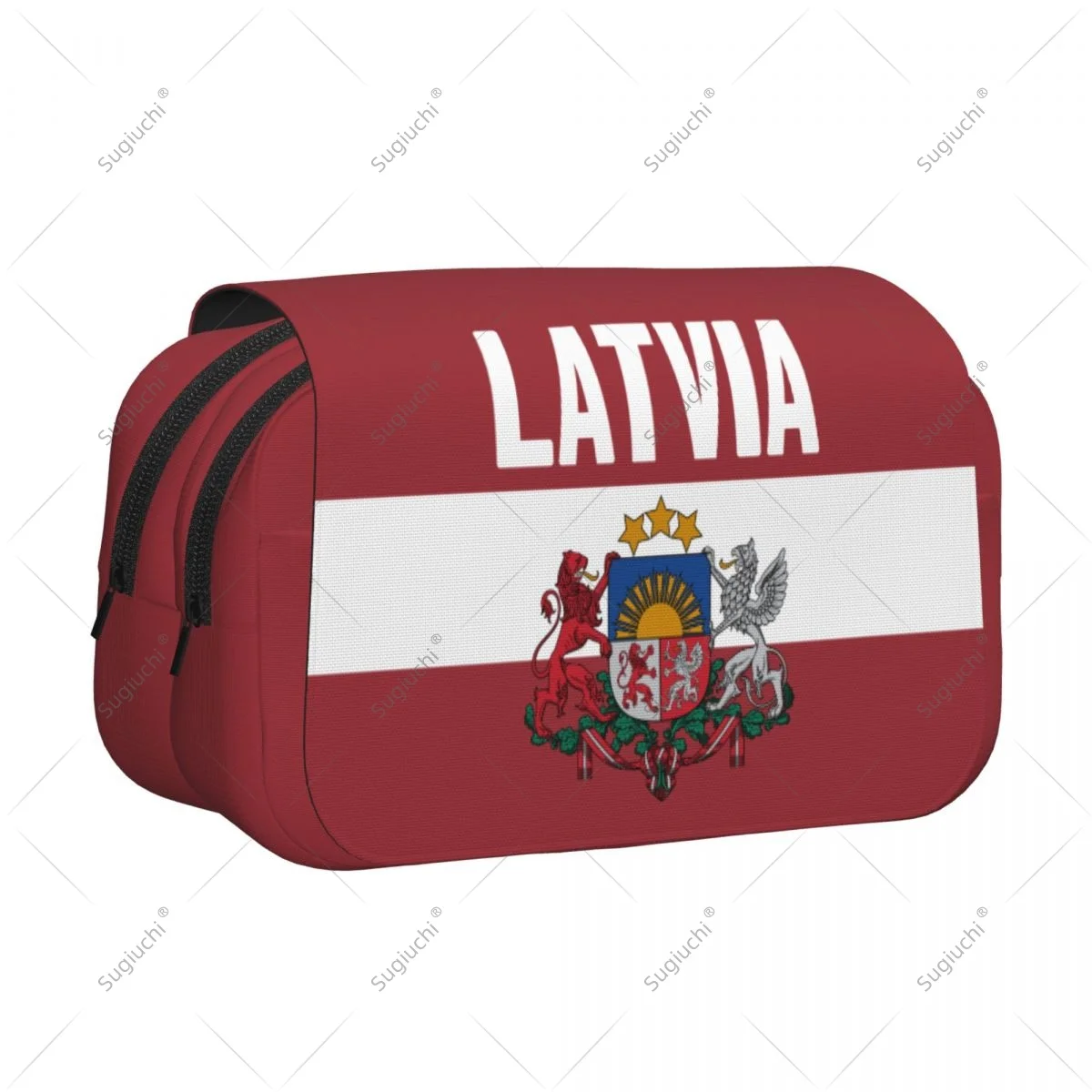 

Pencil Case Scissors Bags 3D Latvia Flag Double-layer Oxford Cloth Stationery Storage Pen Box Case