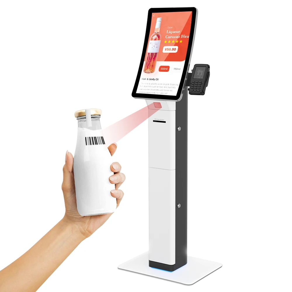 23.6/32'' Curved Touch Screen Restaurant/Hotel/Bank Self Service Ordering Kiosk SDK Thermal Printer Barcode Reader QR Code