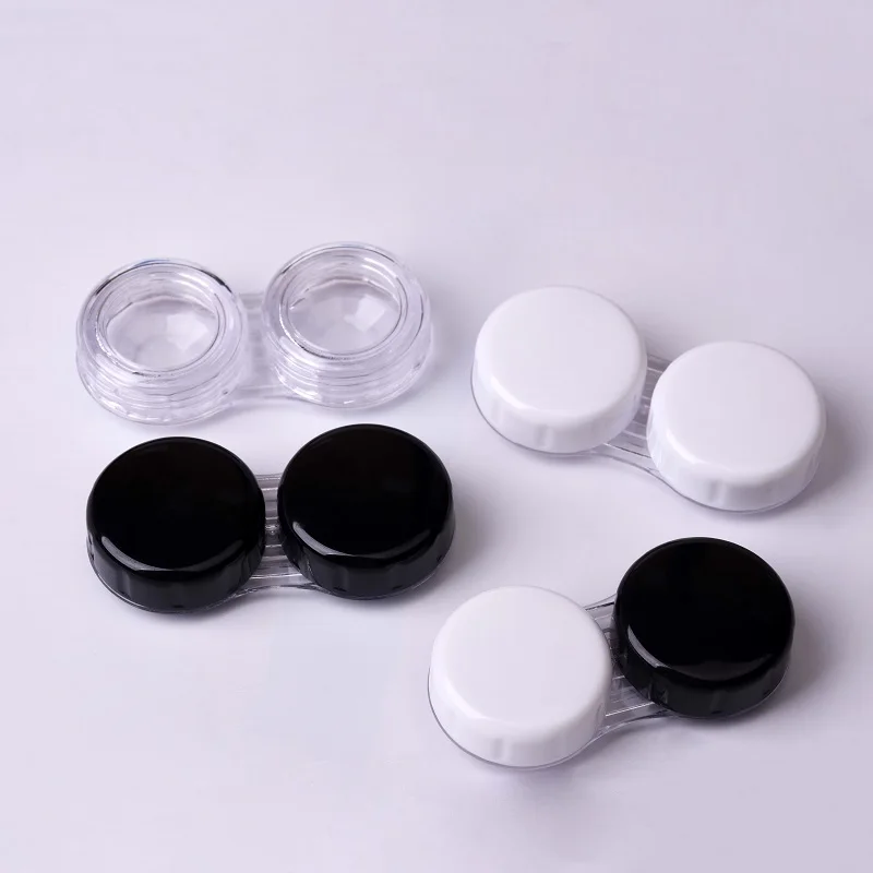 Compression-resistant dual-purpose double-layer contact lens case imitation wood grain contact lens case foldable fashion frame