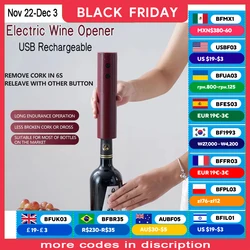 Electric Wine Opener USB Rechargeable Automatic Large Battery Powered Effortless Bottle Opener For Kitchen BarTools Party Gift