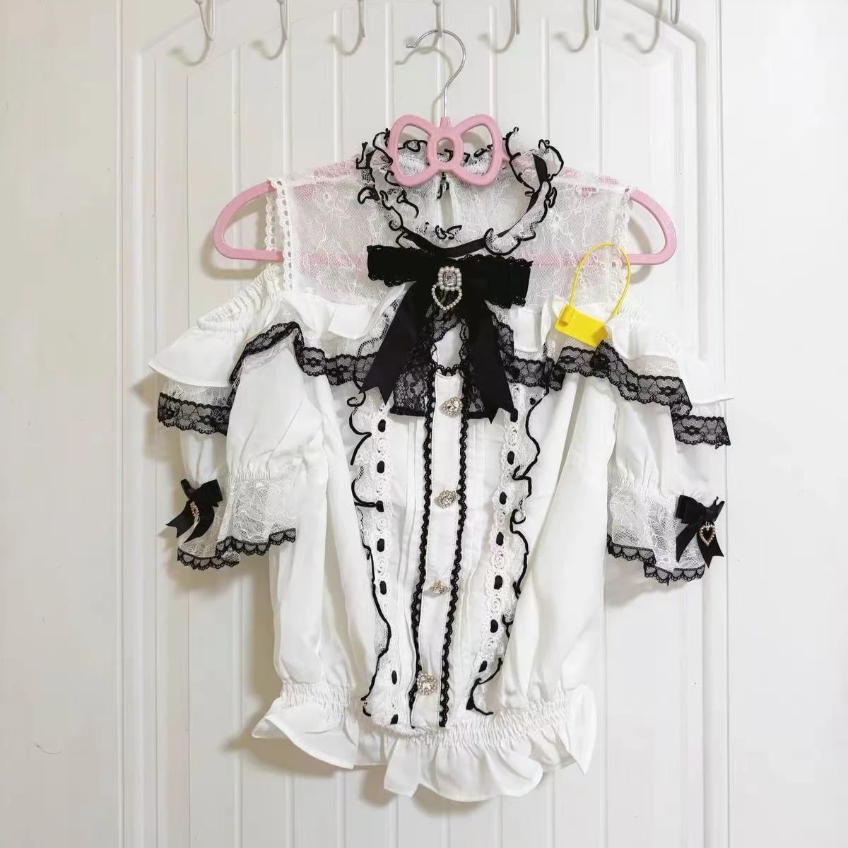 

Japanese Lolita Blouse Women Kawaii Harajuku JK Bow Lace Patchwork Lightweight 2026 Cute Ruffled Casual Shirt Daily Wear Tops