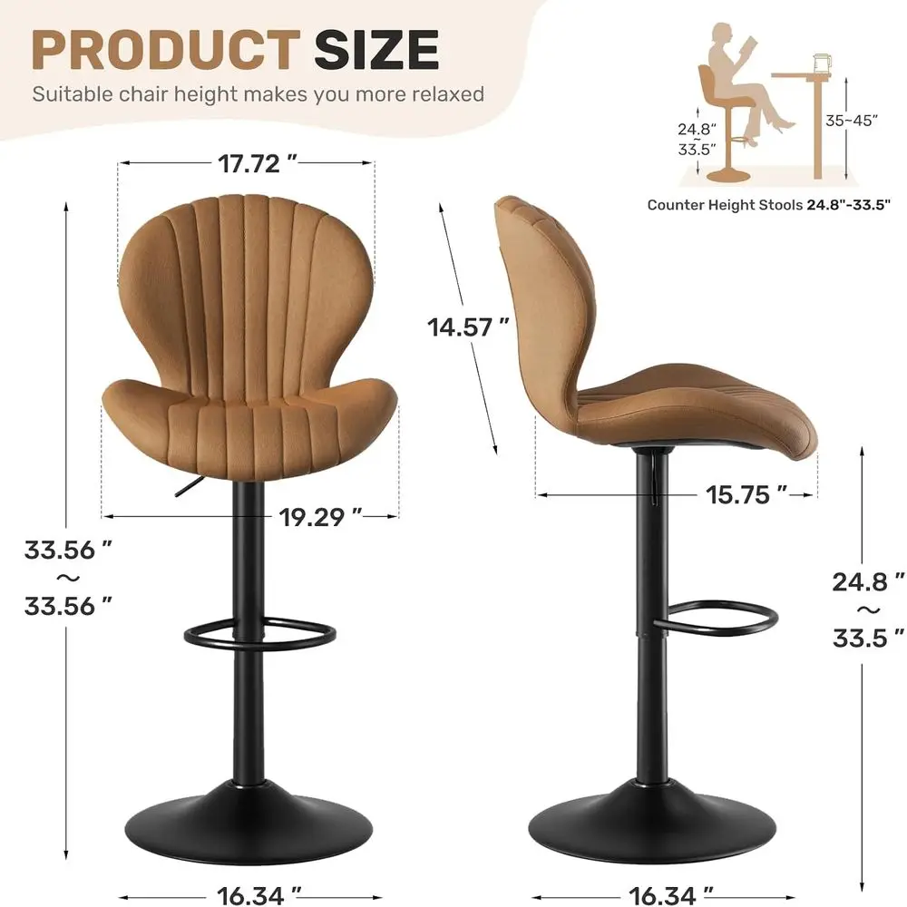 Swivel Bar Stools Set of 2, High Backrest Counter Height Chairs, Padded Seats, Easy Assembly for Kitchen Island or Dining Room ( - view 2