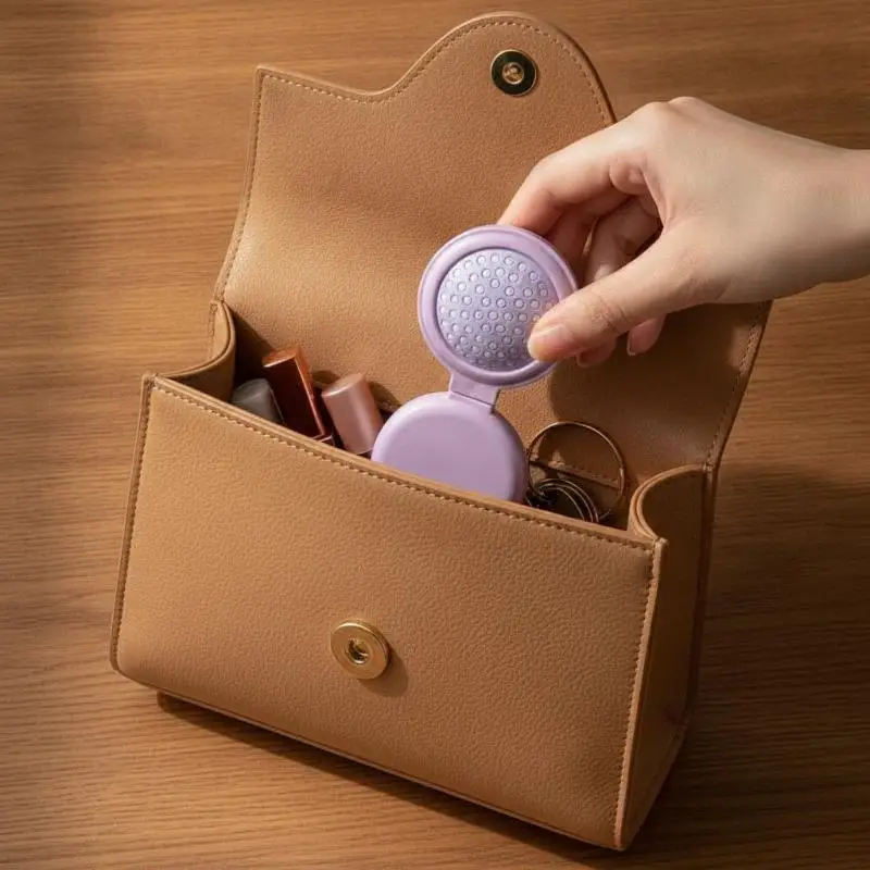 Mini Foldable Air Cushion Hair Brush Soft Massage Bristles Built-in Small Mirror Portable Carry-on for Outdoor Activities