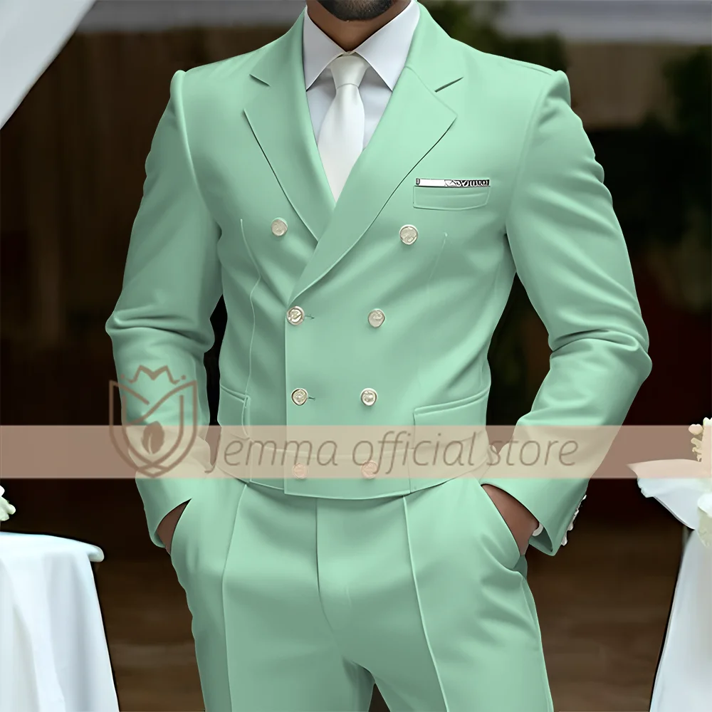 طقم بدلة رجالي مكون من قطعتين، نمط صدرية مزدوجة الصدر، بدلة وبنطلون، اختيار حفلات الزفاف والاحتفالات