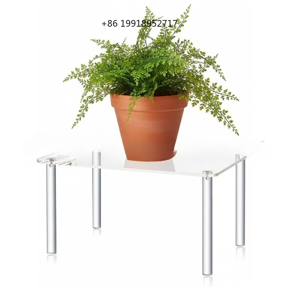 1Pc Acrylic Display Riser Clear Shelf Potted Plant Display Stand 4 Leg Souvenir Display Stand for Collectibles Figures and Plant