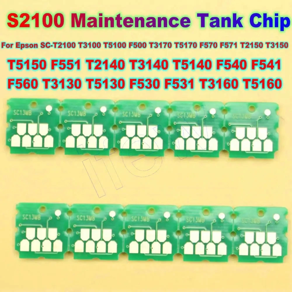 F570 T3170 Maintenance Box Waste Ink Tank Chip for Epson F570 SC-F500 F550 T3180 T5180 T5170 T3100 T5100 S2100 Ink Box Chips IC