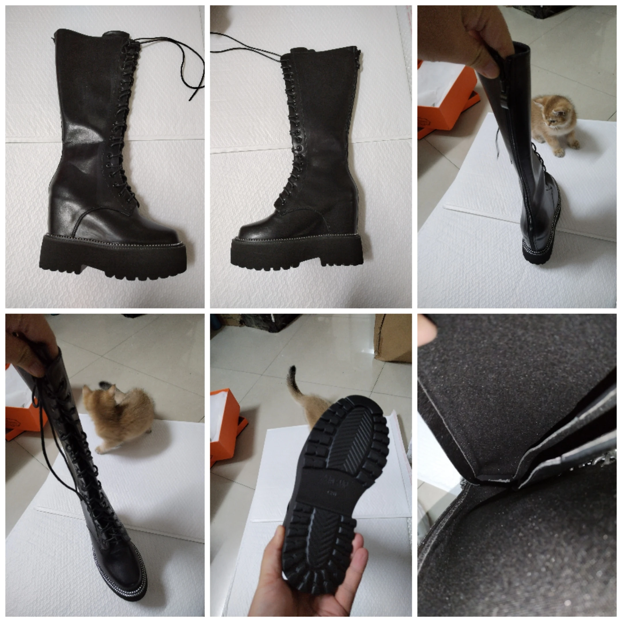 Fujin 12cm PU platforma buty klinowe jesienna wiosna ZIP z mikrofibry pluszowa wiosna jesień kolano wysokie modne damskie ciepłe zimowe buty