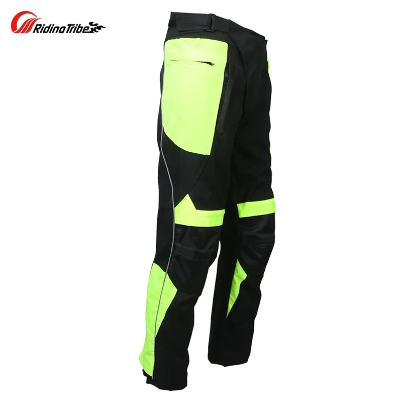 5XL Motorcycle Summer Pants Men\'s Reflective Protective Trousers Racing moto Cotton liner Green Woman Motorbike Knee pads Pants