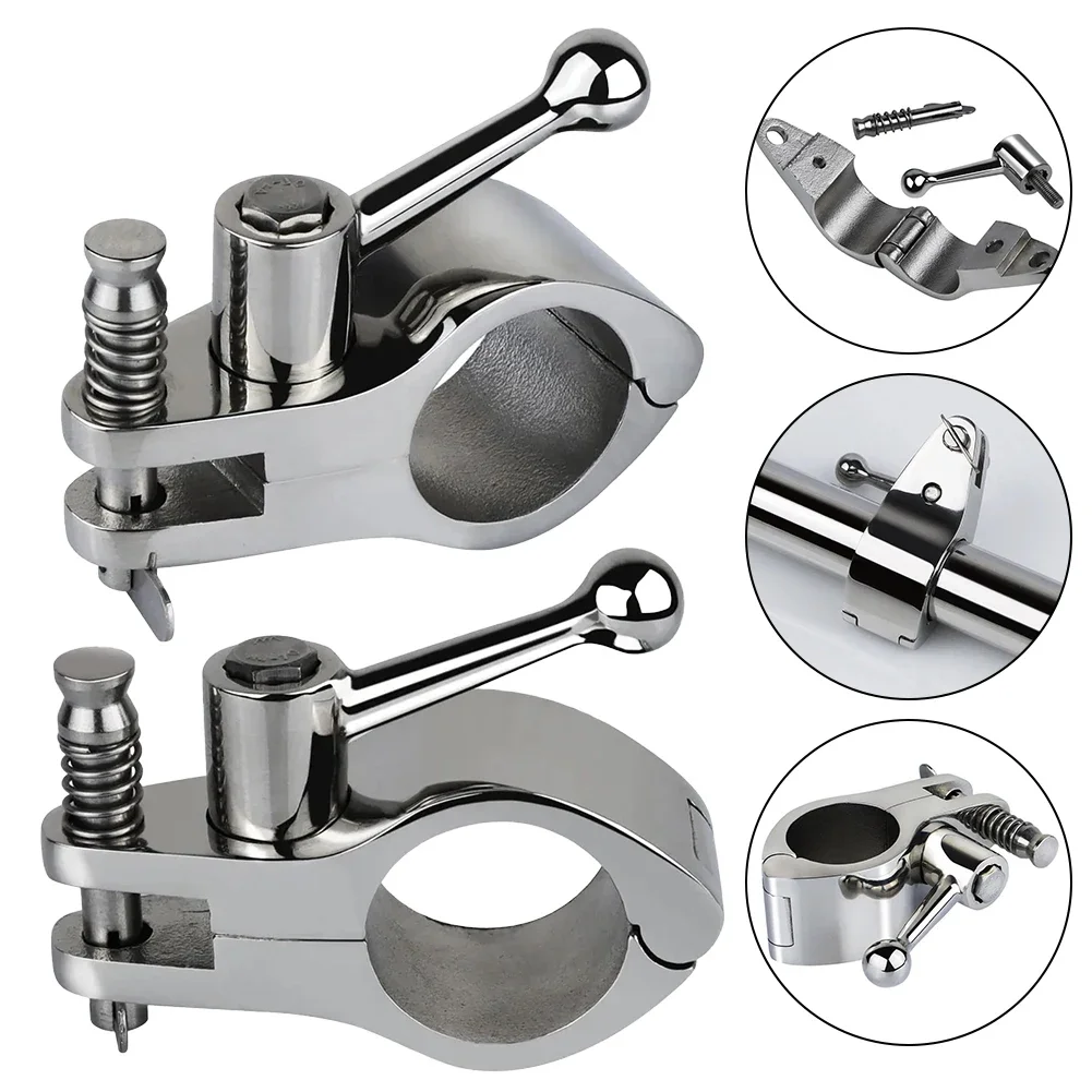 

22/25MM Bimini Marine Awning Hinge Clamps Top Rail Jaw Slide Eye End Cap Ship Sunshade Hinge Clip Boat Parts