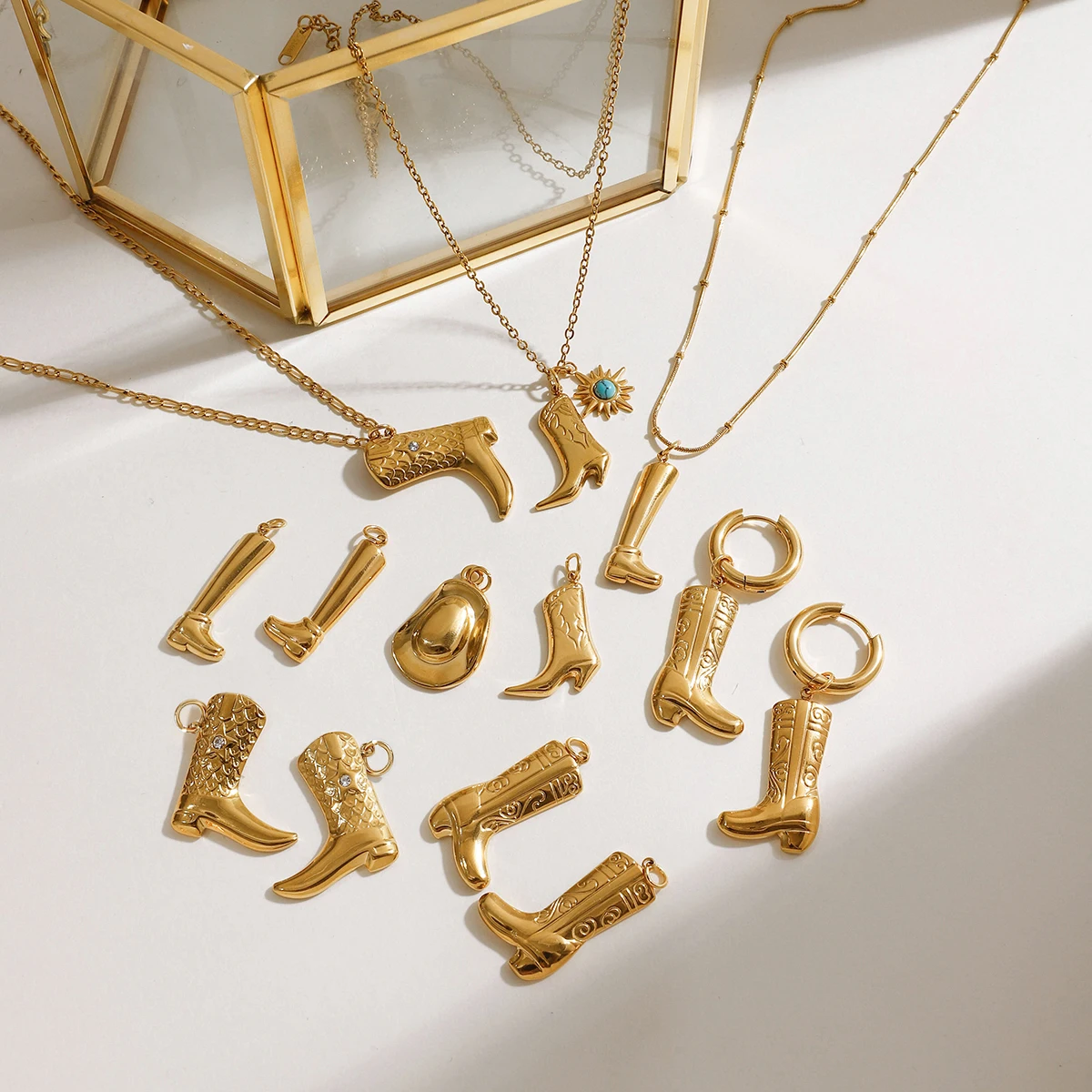 يوري العصرية الفولاذ المقاوم للصدأ الدنيم الشرير DIY قلادة 18K PVD مطلي بسيط أنيق المعادن الإكسسوارات بيجو هدية