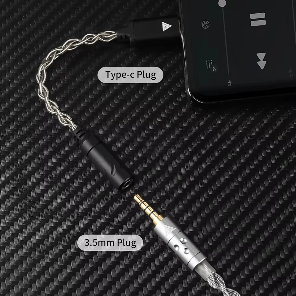 QKZ Type-C to 3.5mm Earphone Converter Kit Headphone Player Decoder Power Amplifier HiFi Stereo Subwoofer AK6Ares Earphone Cable