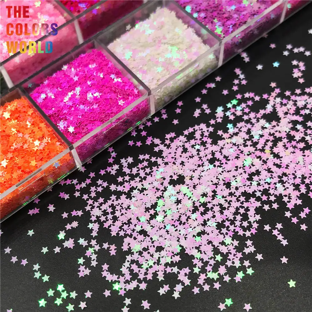 TCT-833 1MM Small Size Star Shape Glitter 3D Glitter Flakes Paillettes Kit For Nails Art Decorations Charms Manicure Party Salon