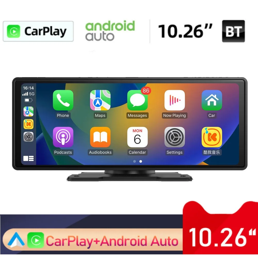 10.26 Inch Wireless Carplay Monitor IPS Screen Display Full Touch Universal Suit For Car Bluetooth Plug And Play AI Voice