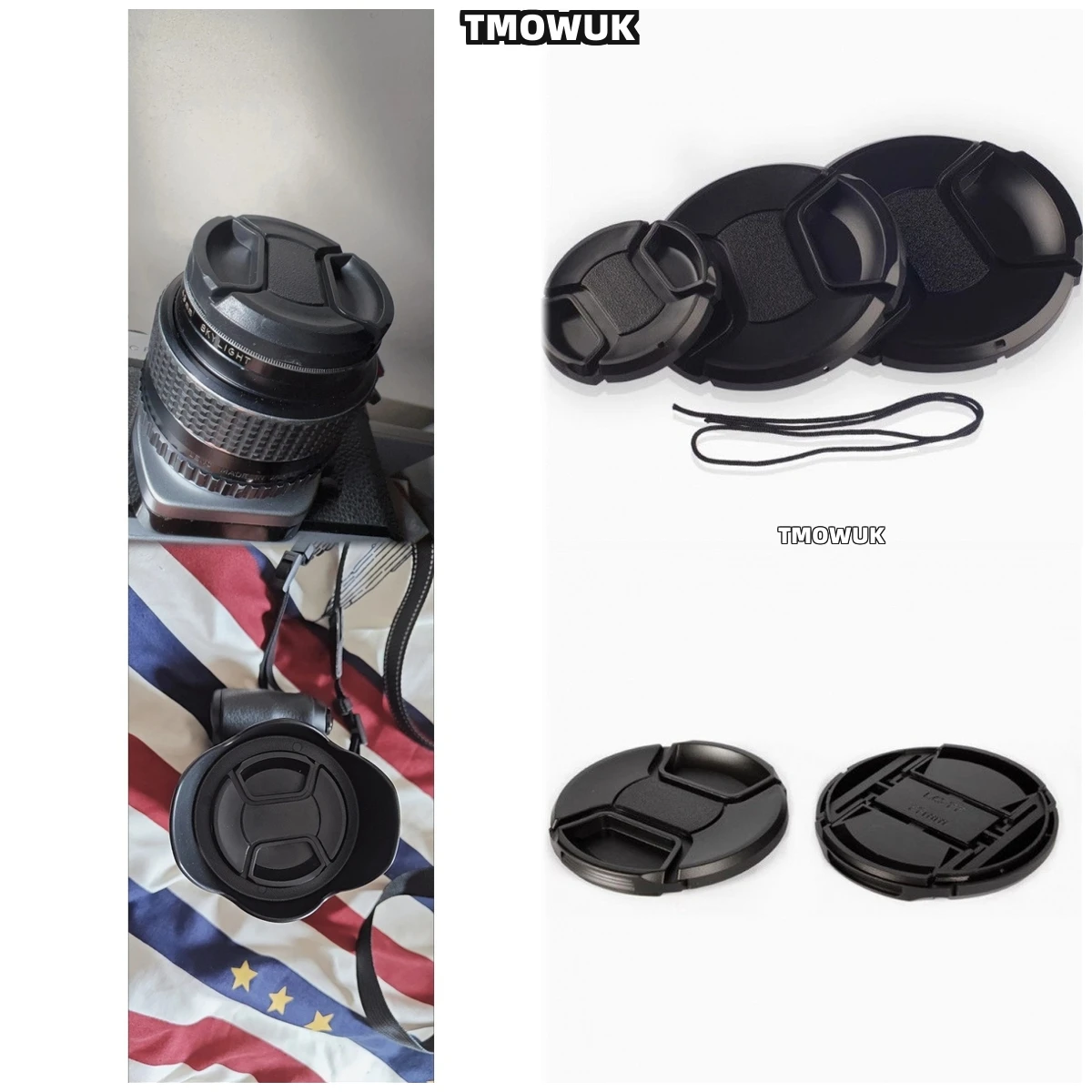 

For Nikon Z50 II Z6 III D70s D800 D810 D850 D3000 D3100 D3200 D3300 Camera Lens Cap Protective Cover Center Pinch Snap-on 49mm 5