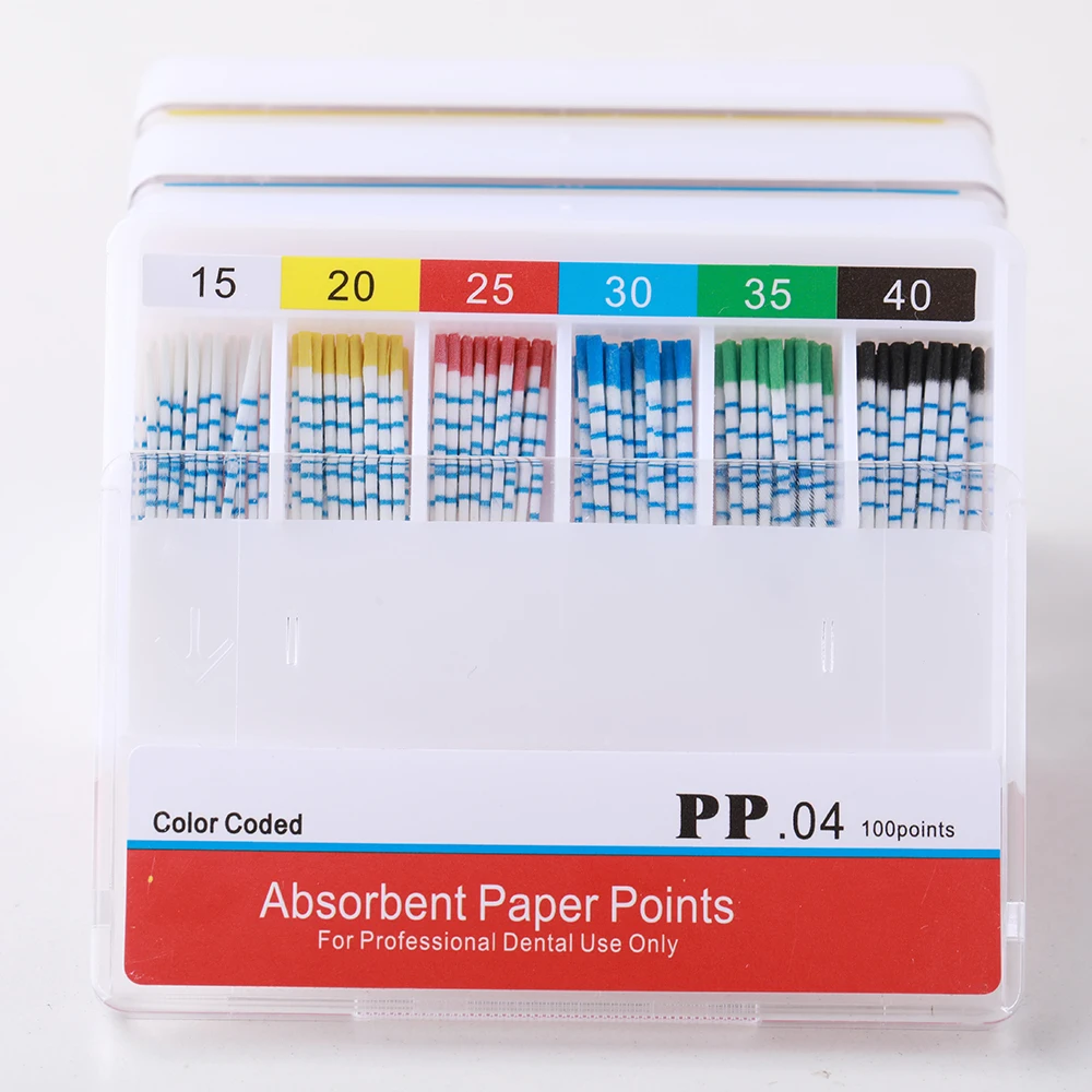 Puntos de papel absorbentes F1F2F3, endodoncia cónica, cono de papel absorbente, materiales de dentista, percha de guttarcha endo