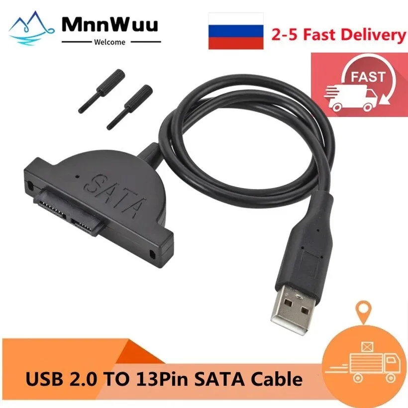 

USB SATA USB 2.0 To Mini Sata II 7+6 13Pin Adapter for Laptop CD/DVD ROM Slimline Drive Converter Cable Screws Steady Style